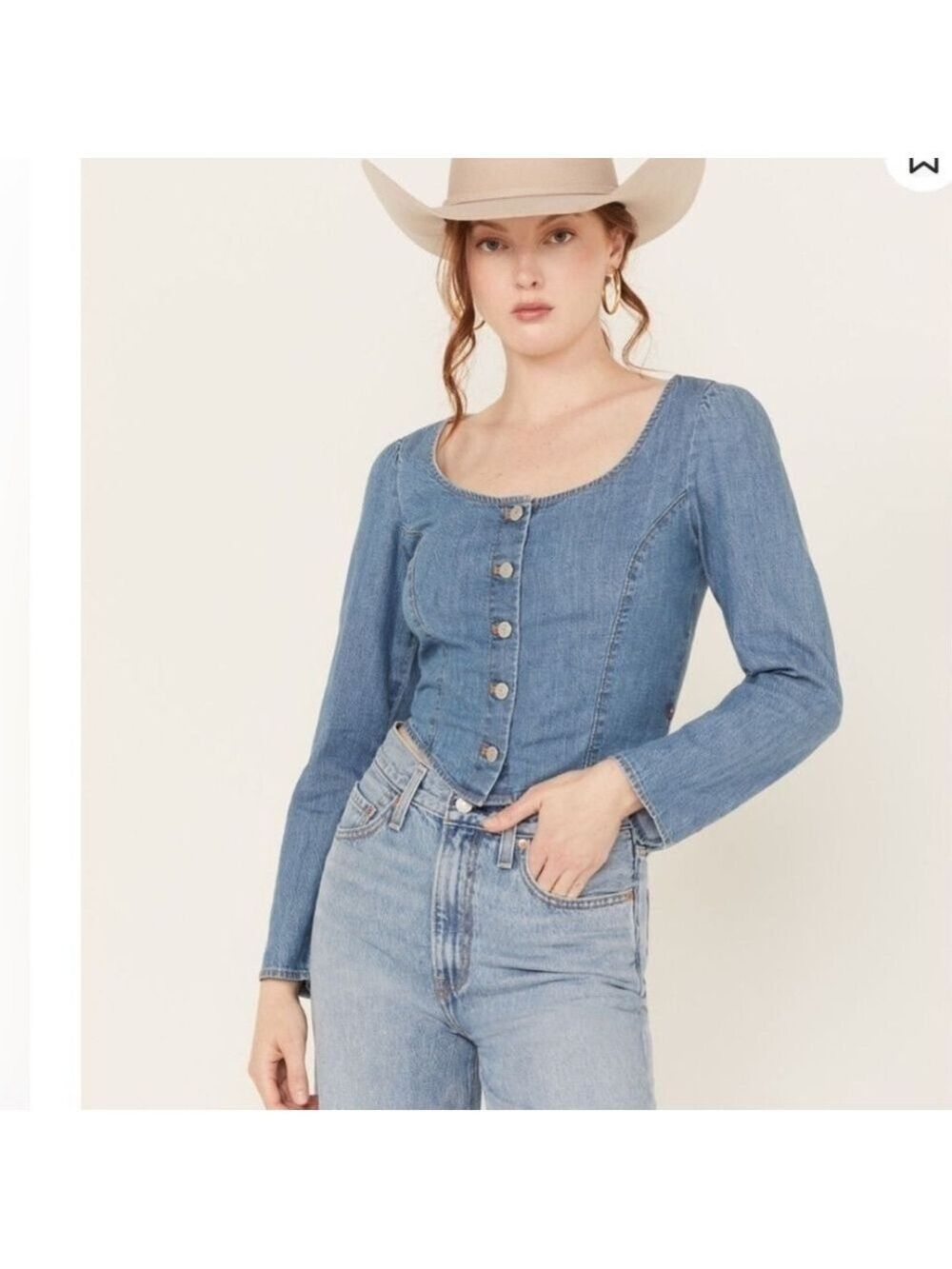 Levi's Blue Denim Button-Up Top XXL - Picture 3 of 8